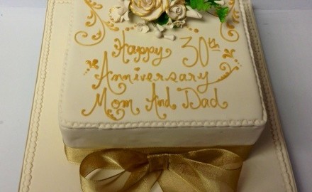30 Anniversary Square With Gold Flowers And Oversized Bow And Beautiful Gold Roses You May Also Enjoy